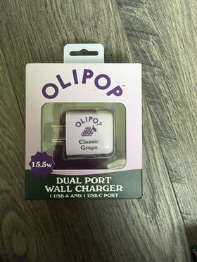 Olipop Ewcolpgp-4-fb Dual Port Wall Charger 15.5w Usb-a Usb-c Purple Compact Design