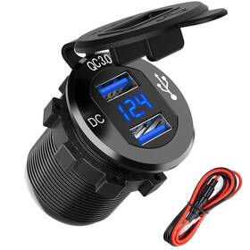 Qc3.0 Ollcuz 712265411520 12v Usb Outlet Dual Fast Charger Socket With Led Voltmeter 12v/24