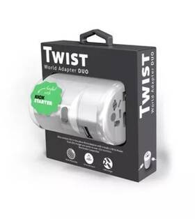 Pa-oak-3wh Onadaptr Twist World Adapter Double Usb And Plug Travel Socket For Smartphone Tablet