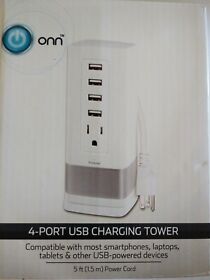 Onn 4 Port Usb Charging Tower 5 Ft Power Cord Cell Phone Accessories Charger