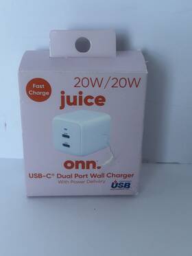 Onn 681131017985 Juice 20w Usb C Dual Port Fast Charger