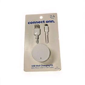 Onn 681131357456 Onn. Wall Charging Kit With Micro Usb To Cable White 3 Feet