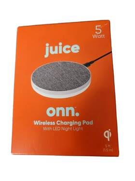 Wiagry100012567 Onn. Juice Wireless Charging Pad With Led Night Light Touch 5w Qi Certified New