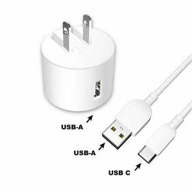 Wiawht100007945 Onn Onn. Wall Charging Kit Usb-c To Usb Cable 90 Folding Plug Led Indicator Whi