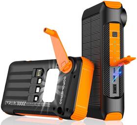 22.5w Oopoweroo 757611730795 Solar Power Bank 20000mah Built In Hand Crank And 4 Cables Fast Charge