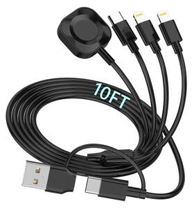 Dr-hdk166 Opluz 6in1 Multi Charging Cable For Apple Watch Charger 10ft Usb A/c Fast