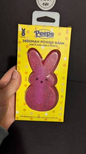 3600 Orbit 810159394048 Pink Peeps Bunny Mah Portable External Backup Battery Power Bank Charger