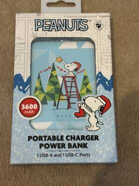 3600 Orbit 810187384349 New Peanuts Snoopy Christmas Mah Portable Charger Power Bank