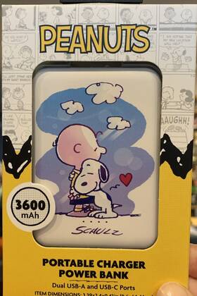 Orbit Innovations 810159391979 Peanuts Charlie Brown And Snoopy Portable Charger Power Bank Usb A C Ports