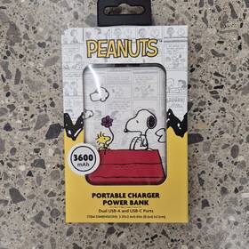 Orbit Innovations 810159392006 Peanuts Snoopy And Woodstock Portable Charger Power Bank Usb A C Ports