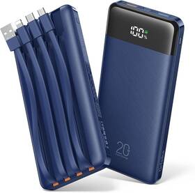 K26f Orfeika 20000mah Power Bank Fast Charging Portable Charger With 4 Built-in Navy Blue