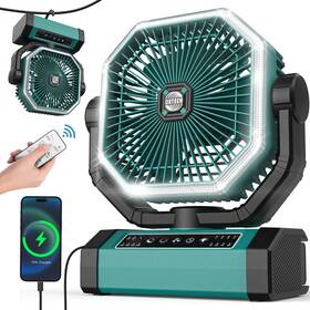 Gyfs-9in Orteen Portable Rechargeable 9-inch Camping Fan - 10000mah Battery Auto Oscillation