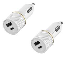 78-80561 Otterbox Usb-a 12w To Usb-c 18w Two-pack Car Charger - Cloud Dust White
