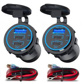 Qd12-6-2 Ouffun Usb C Car Charger Socket 12v Outlet 2 Pack 78w Rv Dual 30w Pd