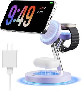 Y888 Ouotoo 2025 3 In 1 Charging Station Compatible With Magsafe Charger Wireless Purple