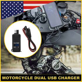 Xpd-kdm-68117 Oxilam For Motorcycle Dual Usb Charger Sae To Cable Adapter Voltmeter Accessories