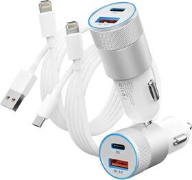 Paimian 712417702001 Fast Car Charger 48w Dual Port Usb A And C Adapter White