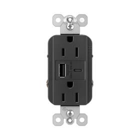 R26usbac6bk Pass & Seymour Legrand Radiant 15 Amp Tamper-resistant Decorator 1 Pack Black