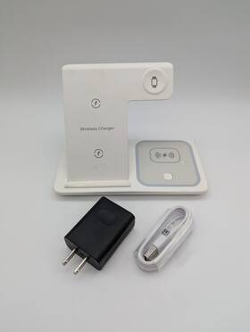 B59310001 Pdkuai 3 In 1 Wireless Charger Stand Dock For Apple Watch Air Pods Iphone - White