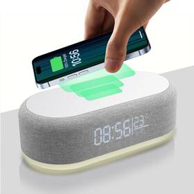 B59901001 Pdkuai Multifuction Alarm Clock 15w Wireless Charger Dock Station With Thermometer Led