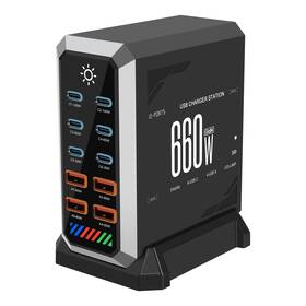 Pd3.1 Peakingtech Hw18 Multi-port Usb Charging Station Gan Type-c Fast Charger 140w For Black