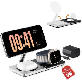 Pe-345-silver Petino 3 In 1 Charging Station For Apple Devices Mag-safe Charger Stand Fast Chargi