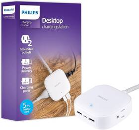 Philips 030878822244 Desktop Charging Station 2 Usb-a 1 Usb-c Outlet 5ft Cord - White