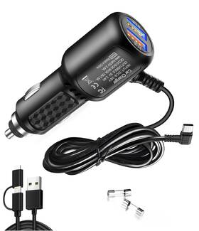Plozoe 797424739325 Usb C Dash Cam Charger Type Car Dual Port 6.5ft Black
