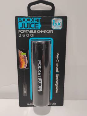 Pocket Juice 841351154765 Portable Charger 2600 Rechargeable High Speed Usb