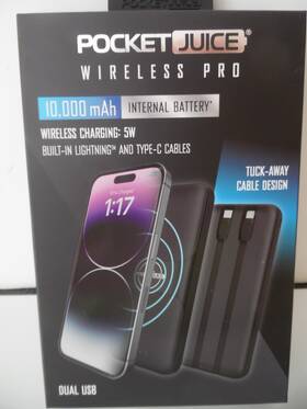 9331 Pocket Juice Portable Power Bank 10 000 Mah Wireless Charging Lighting And C Cable