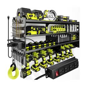 Pokipo 728721084269 Large Power Tool Organizer Wall Mount With Charging Station 4 Layer Heavy Dut