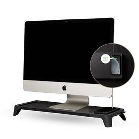 90031670 Pout E8 Wood Desk Monitor Computer Stand Riser Shelf Usb Hub Qi Black