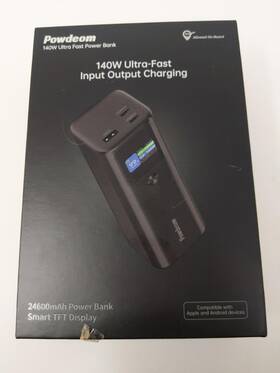 Powdeom 739722211417 140w Power Bank 24600mah Portable Charger With Digital Display For Laptops