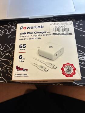 Powerlab 59650vrp 65w Usb-c Wall Charger With 6-ft To Cable White/silver New
