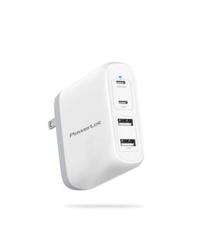 Pl0020 Powerlot 100w Gan Usb-c Wall Charger With 2 C Ports 65w 18w And 4 Ports-white