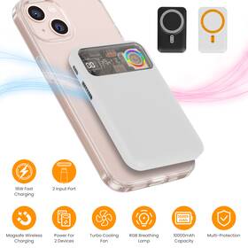 22.5w Powermaster 730056000524 Magnetic Wireless Power Bank Portable Charger Fast Charging With Led Display