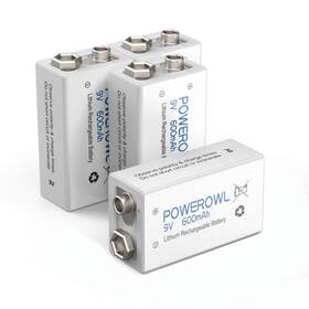 Powerowl 970998405764 9v Rechargeable Batteries 600mah Lithium-ion Low Self Discharge Batt