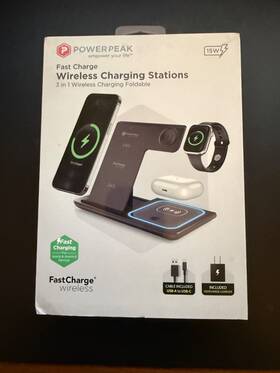 Pp-qiws3 Powerpeak 3 In 1 Fast Charge Wireless Charging Stations New Black