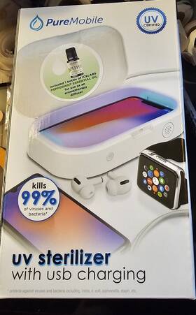 Pure Mobile 681066051658 Uv Sterilizer Usb Charging Phone Jewelry Keys Sanitizer New In Box