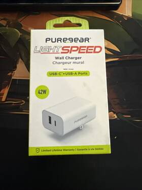 63978pg Puregear 09811pg 42w Wall Charger Usb-c And Usb-a Lightspeed Travel Adapter White