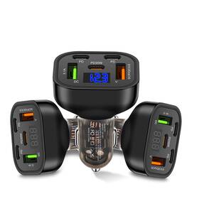 Qc3.0 Pweite 737706437495 5 Ports Pd30w Led Voltage Display Fast Charge Multi Port Black