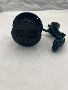 5011080 Pwr-plug Qty 1 Intertek Table Power Grommet 2-usb 2 Outlets Adapter Hub Black