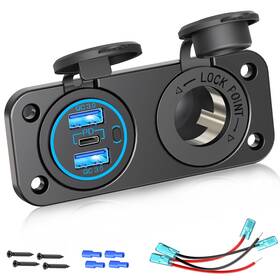 17-12abs Qidoe Cigarette Lighter Socket 12 Volt Plug Dual Quick Charger3.0 And Pd 30w