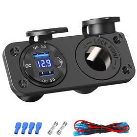 Qc3.0 Qidoe 1716 Cigarette Lighter Socket 12v Power Outlet Aluminum 40w Dual Usb