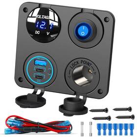 Gsg2019-a5 Qidoe 12v Usb Outlet Socket Panel 4 In 1 58w Dual Pd3.0 C Charger 15
