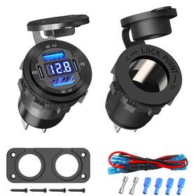 Mmy3305 Qidoe Cigarette Lighter Socket 12 Volt Usb Outlet Dual 30w Pd And Quick Charge 3