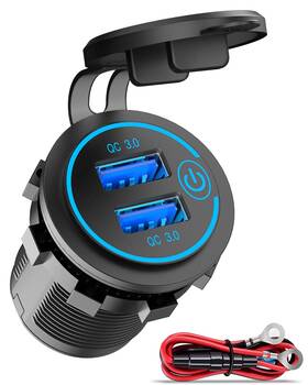 Qd11-7 Qidoe Qc3.0 Dual Usb 12v Outlet With Touch Switch 12 Volt Marine Socket Golf Cart
