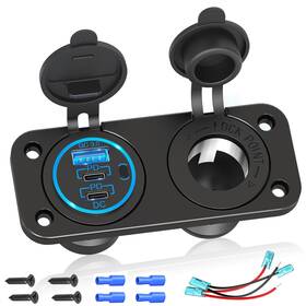 Qd1718 Qidoe Cigarette Lighter Socket 12v Splitter Panel 78w Usb Outlet Dual