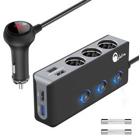 Qd20 Qidoe 3-socket 180w Car Charger Adapter With Quick Charge 3.0 And 4 Usb Ports
