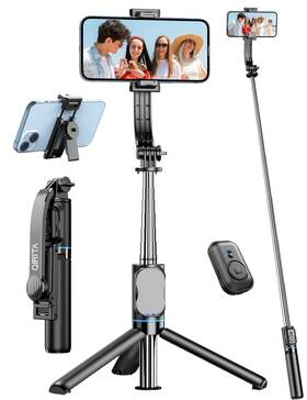 Qrta-ext-1041-bk Qirita Selfie Stick 41ftft Extendable Phone Tripod Stand With Holder And Detachab